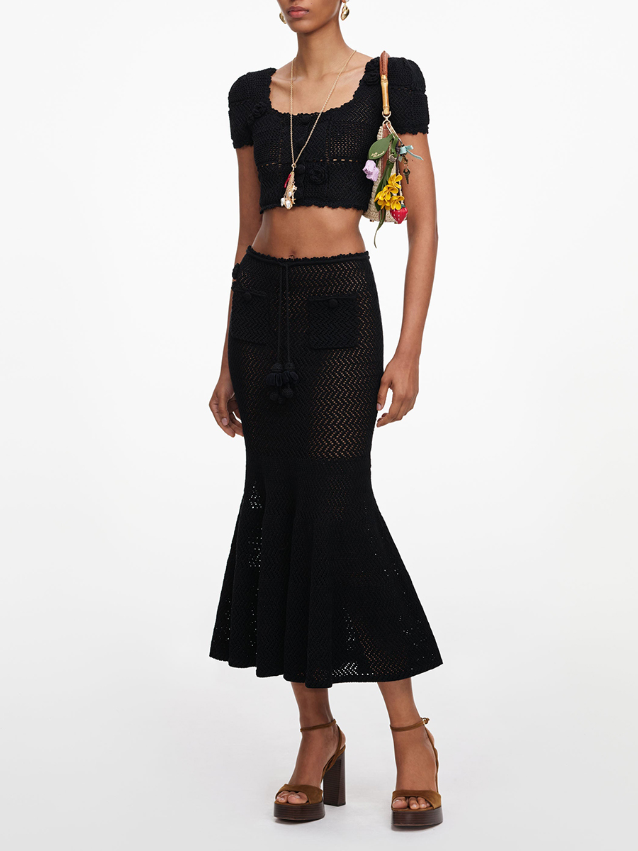 Conjunto de Dos Piezas VGH Neg - Crop Top Crochet reseña y precio