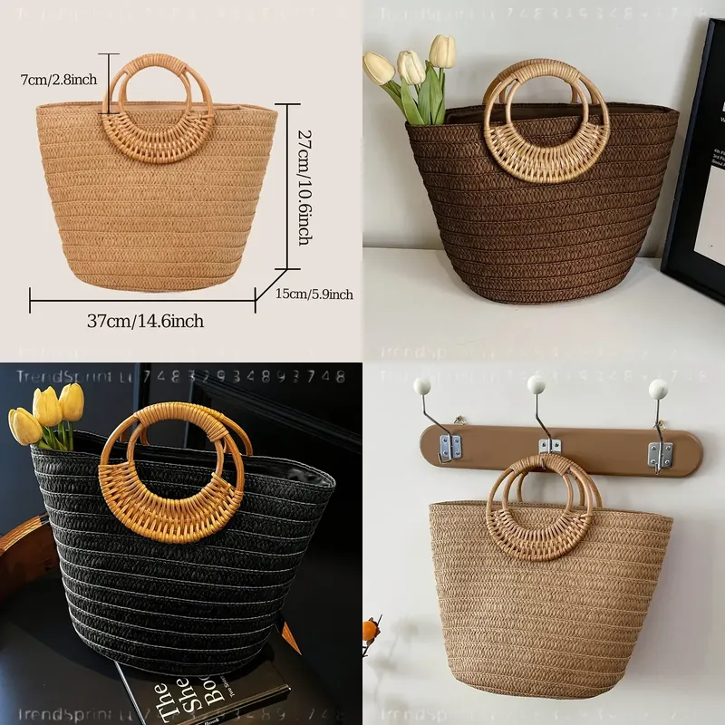 Bolso de mano de papel tejido  - Tote Bag Beach reseña y precio